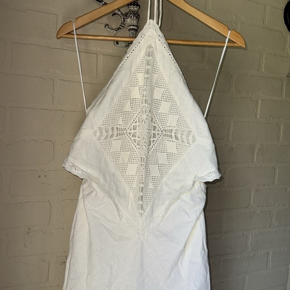 Abercrombie dress White Maxi New halter crochet linen cotton blend medium - Picture 4 of 9